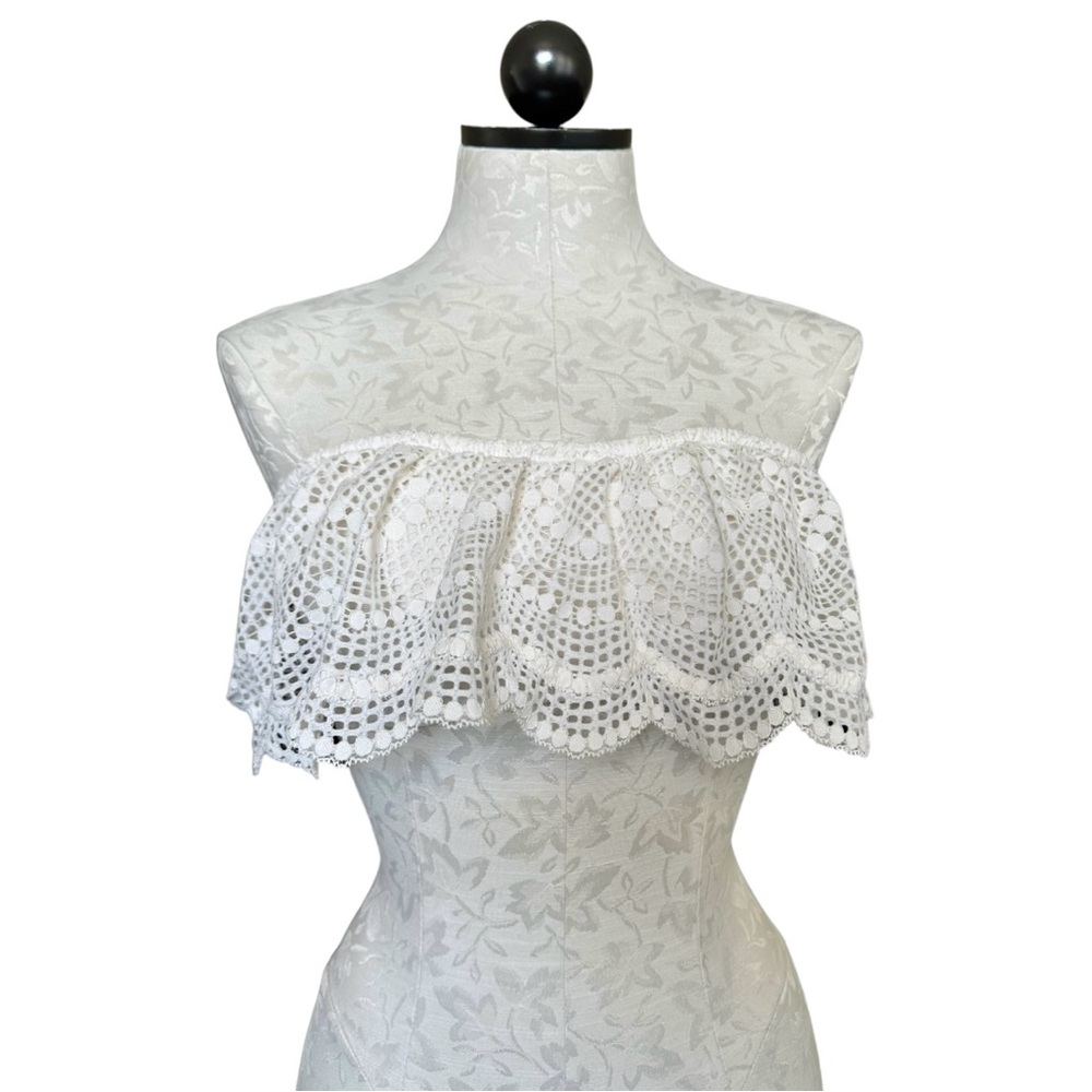 Victoria’s Secret Cream Eyelet Lace Bandeau Bralette Scalloped Strapless Size L - Picture 3 of 12